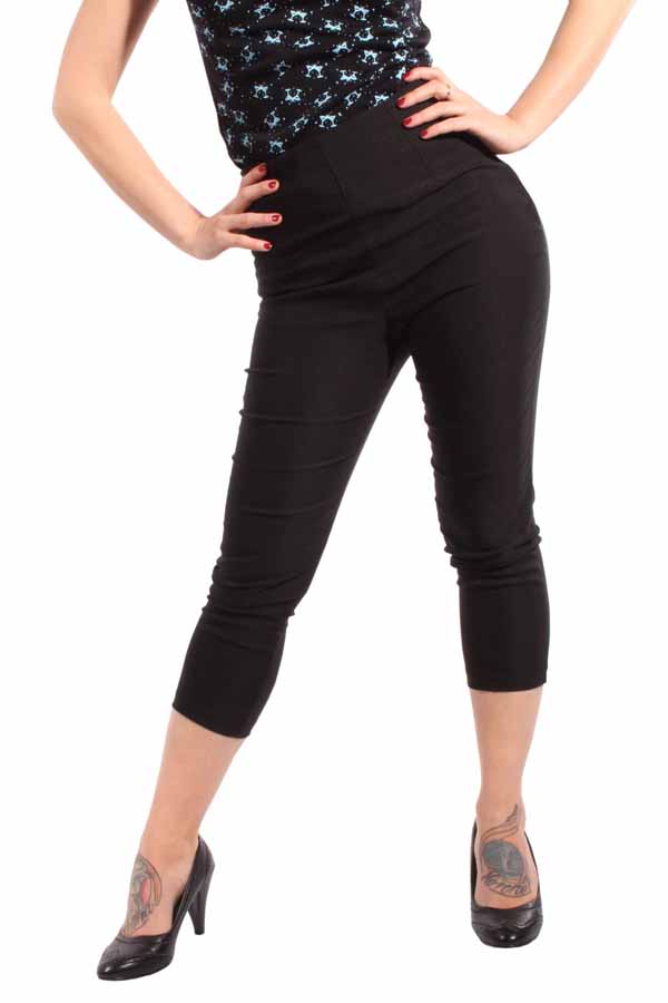 50er Rockabilly High Waisted Caprihose CAPRI Hose schwarz