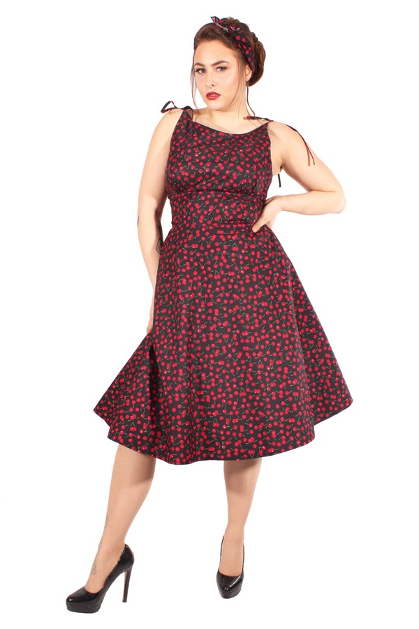 Retro Cherry Petticoatkleid Kirschen Sommer Swing Kleid Trägerkleid