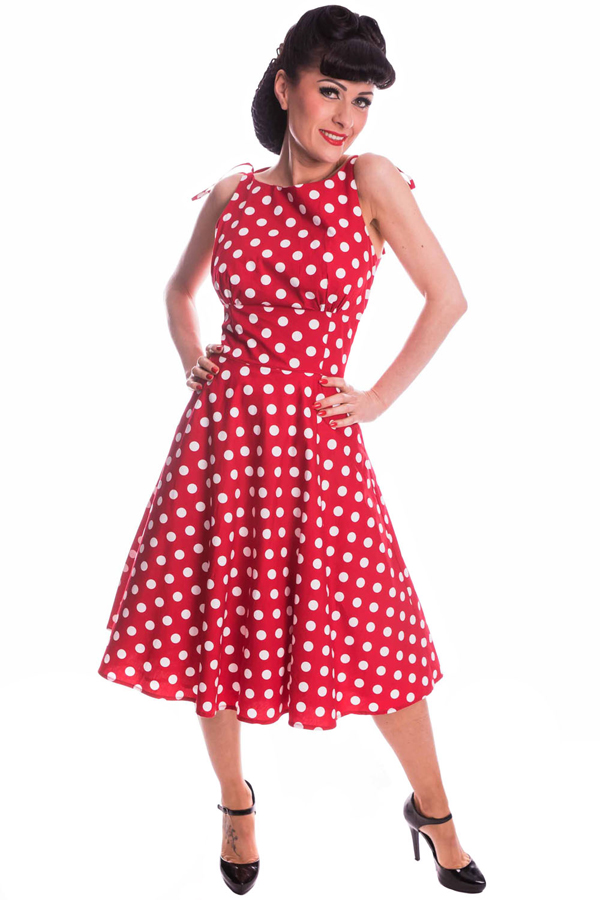 Retro Petticoatkleid Pin Up Polka Dots Sommer Swing Kleid Trägerkleid