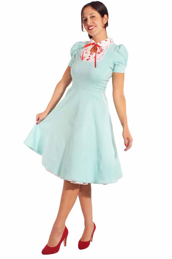 rockabilly Kirschen Swing Kleid Puffärmel Cherry Petticoatkleid mint