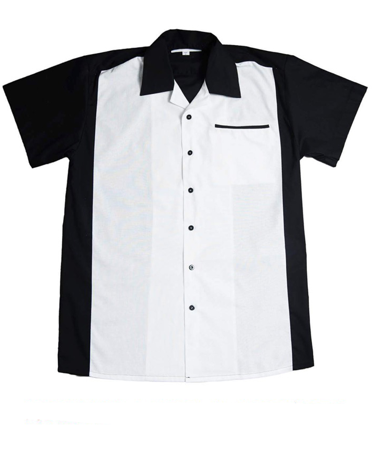 50er Jahre Panel rockabilly Lounge Shirt BOWLING Hemd schwarz weiß
