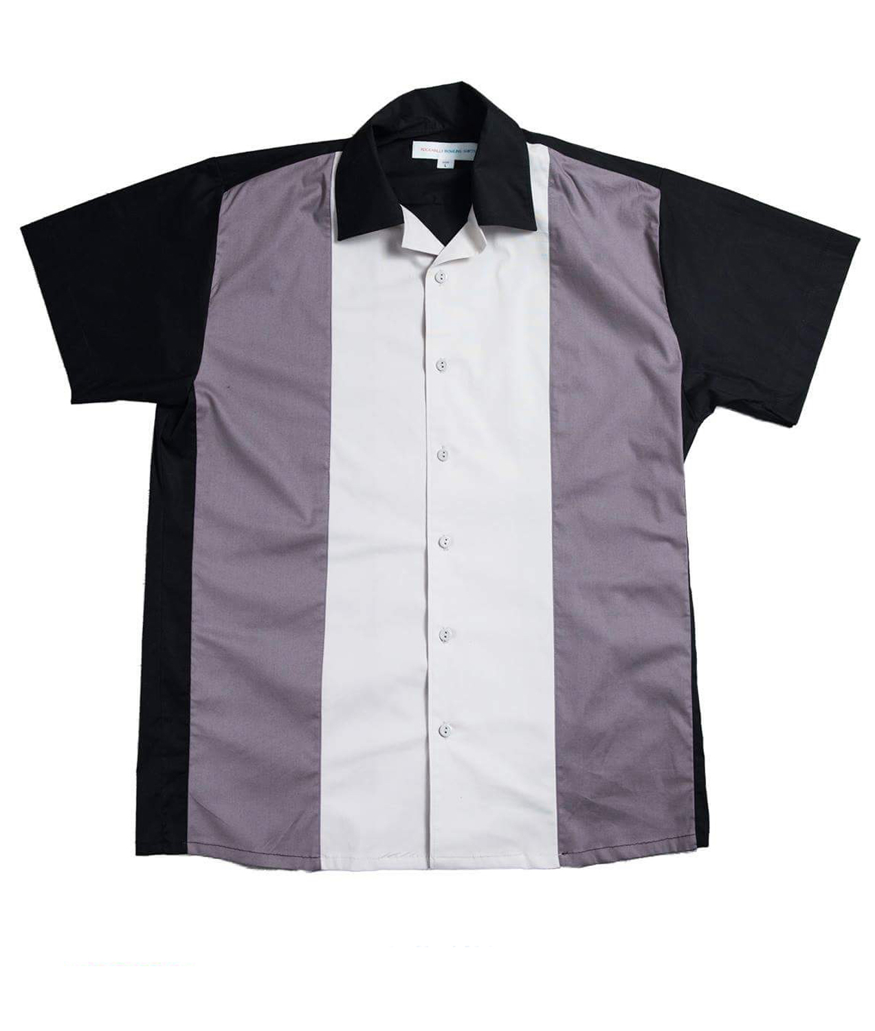 50s rockabilly Panel Lounge Shirt BOWLING Hemd schwarz grau