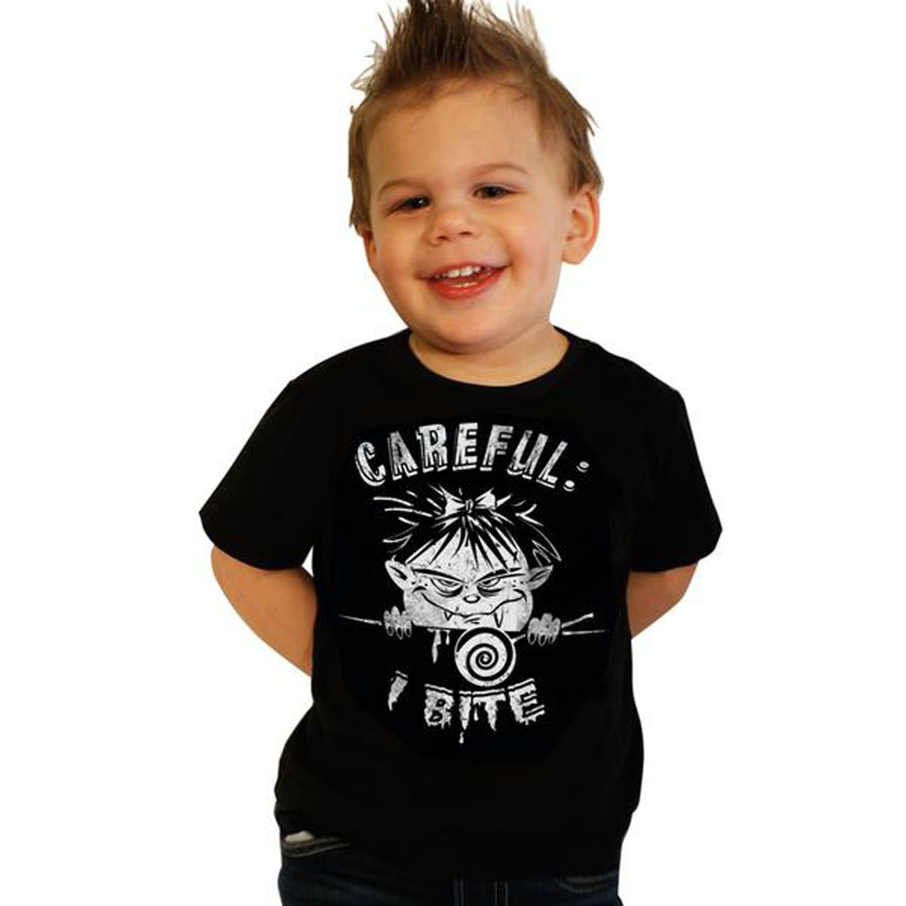 rockabilly Kids "I Bite" Zombie Kinder Baby Monster T-shirt schwarz