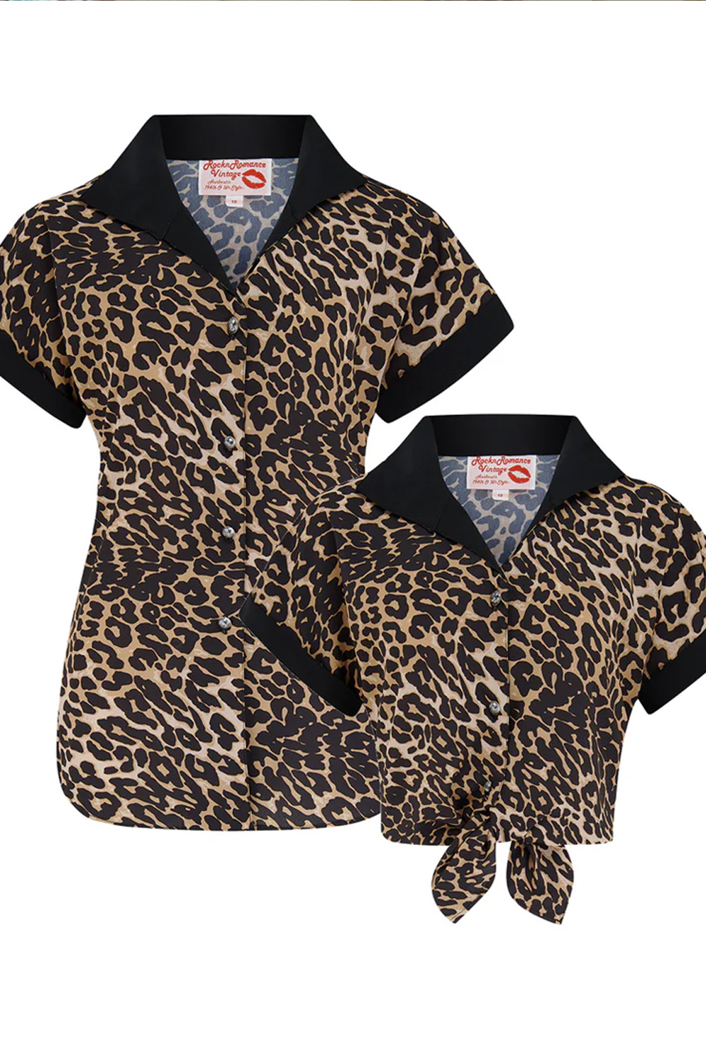 RocknRomance retro Leoparden Bluse rockabilly Leo Wickelbluse - Bild 3 von 7