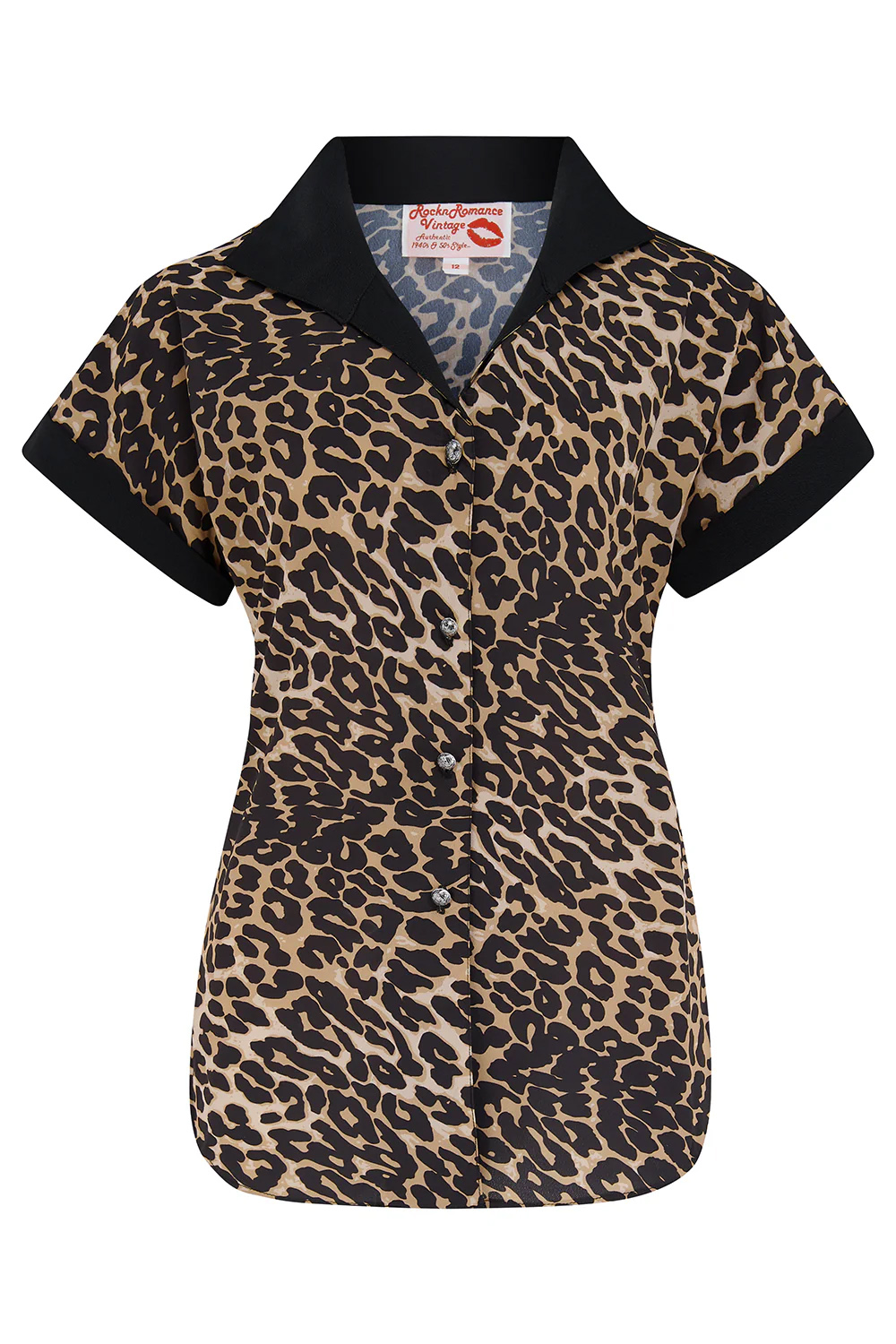 RocknRomance retro Leoparden Bluse rockabilly Leo Wickelbluse - Bild 4 von 7