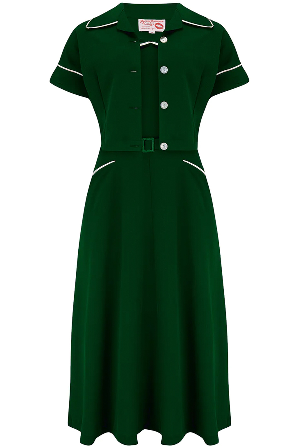 40er Jahre retro Trägerkleid Vintage Kleid kurzarm Bolero 2-teilig grün